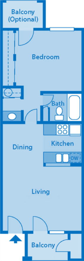 The Foothills Apartments 1C floor plan image depicting layout of home.